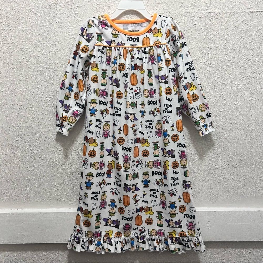 Peanuts Halloween White & Orange Night Gown 3T